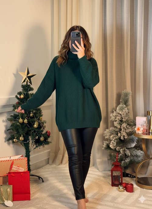 Look de Fêtes : Pull Vert Sapin et Pantalon Noir