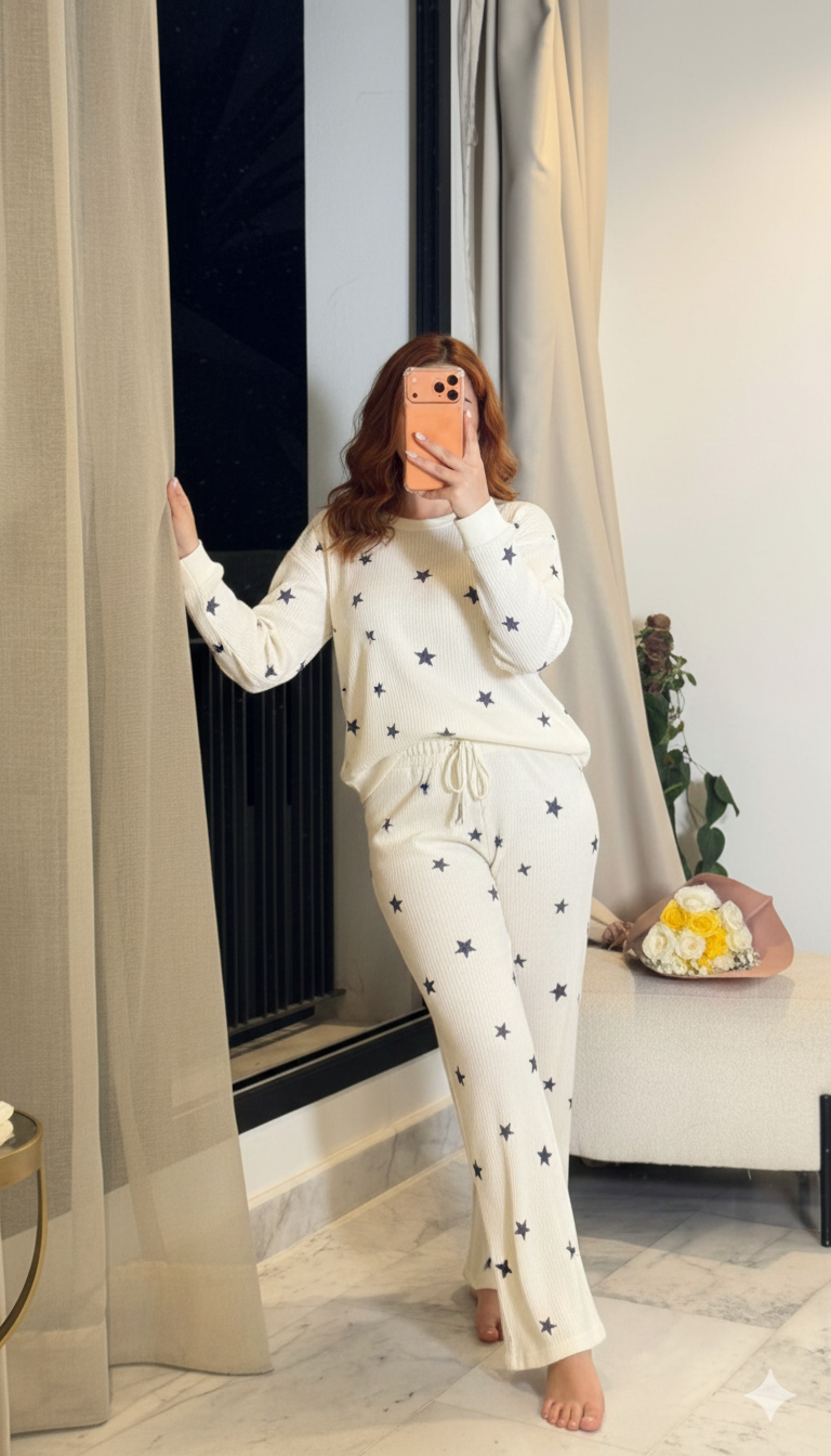 Pyjama Blanc avec Étoiles